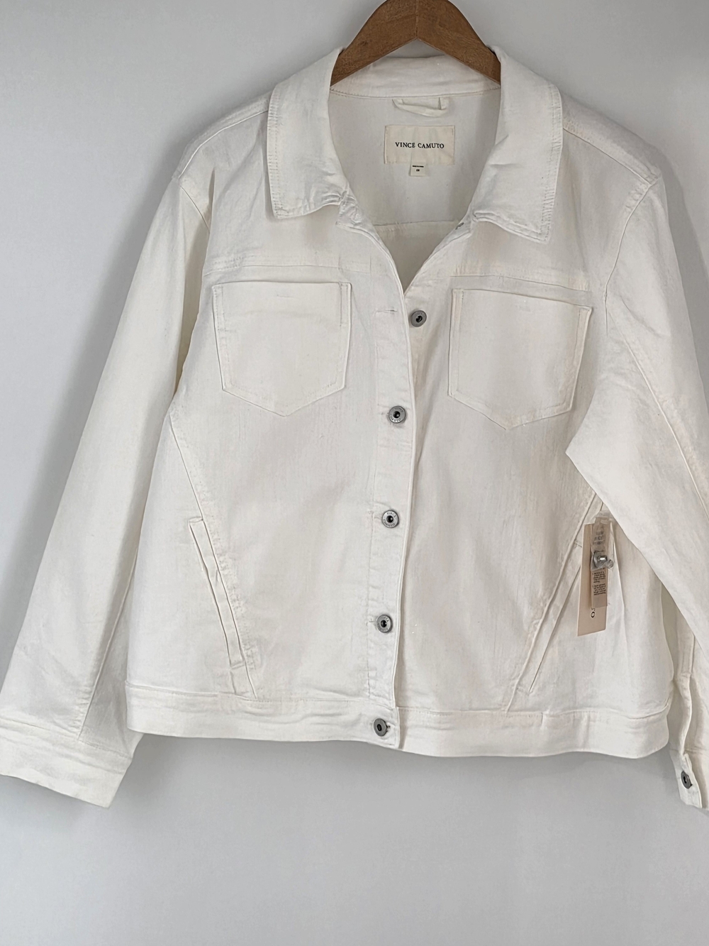 Vince Camuto White Button-Front Denim Jacket Womens Size 2X